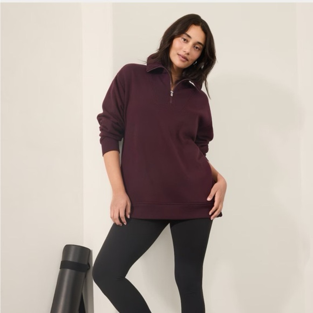 Athleta. Cozy Karma 1/2 Zip Sweatshirt. Spiced Cabernet. Size Small.